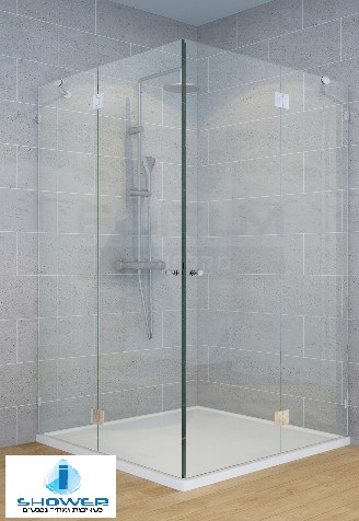 מקלחונים במודיעין מקלחון פינתי 8 ממ 2 קבועים ו2 דלתות